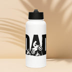 Dad’s Dirtbike Water Bottle – 32 oz Stainless Steel MX Bottle with Straw Lid | Motocross Gift for Biker Dads | Off-Road Hydration Jug