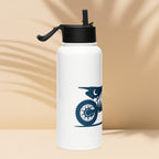 Stainless steel water bottle with a straw lid