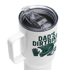 Dad’s Dirtbike Gear Travel Mug – MX Coffee Tumbler with Handle | Biker Dad Father’s Day Gift | Helmet Glove Boot Motocross Cup