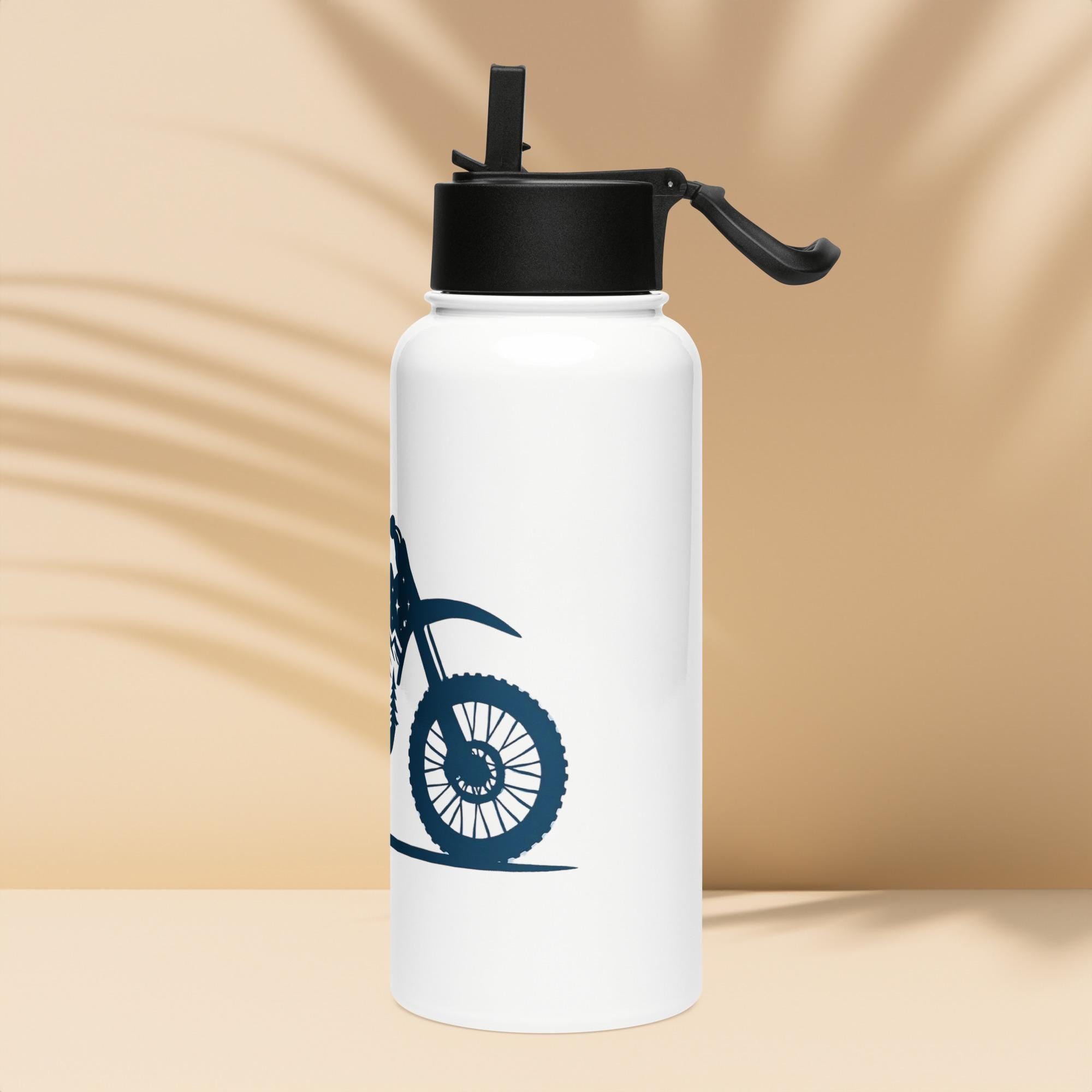 Stainless steel water bottle with a straw lid